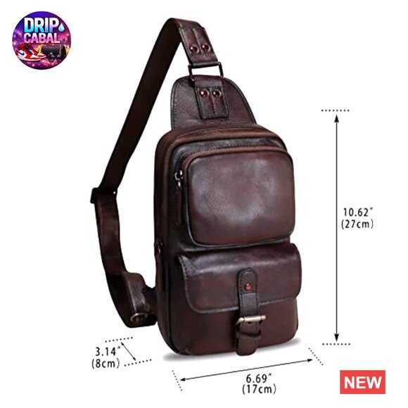 Genuine Leather Crossbody Sling Backpack with Multiple Pockets